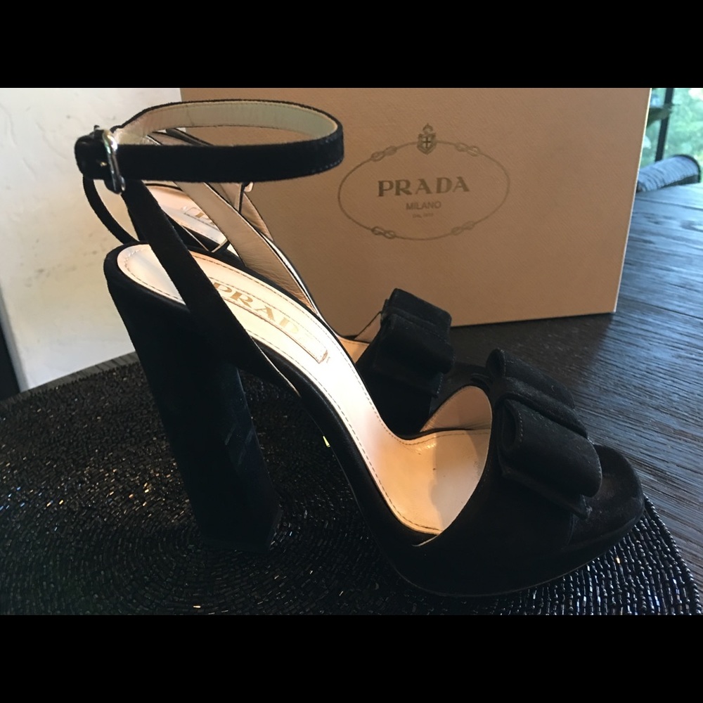 COPY - Black suede, ankle strap platform by Prada